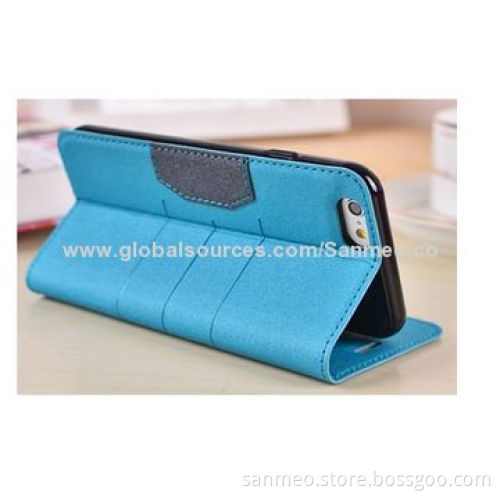 Leather Mobile Phone Case for iPhone 6, Gold Sand Glitter Pull-in, Ultra-thin Holder WalletNew